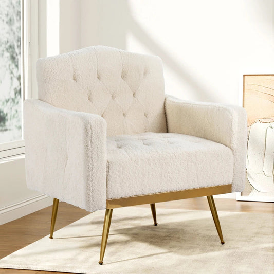 Kingsley Boucle Fabric White Armchair