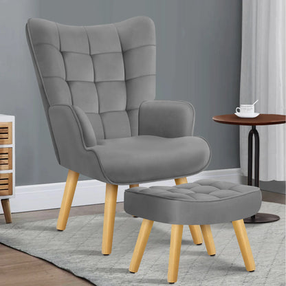 Valencia Fabric Armchair with Ottoman