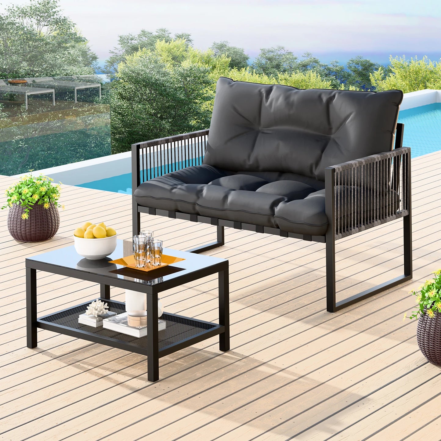 Zyric 2 Seater Outdoor Chair and Table Set