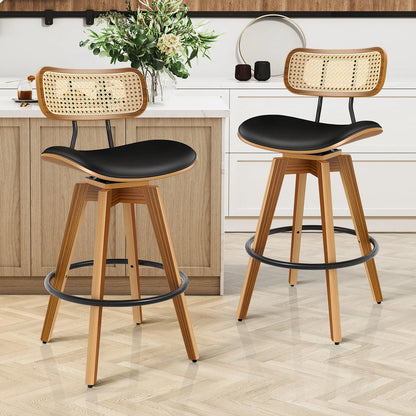 Elvara Swivel Rattan Bar Stool - Set of 2