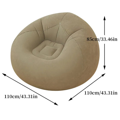 Khaki Inflatable Sofa - Portable Round Lazy Sofa Chair-4
