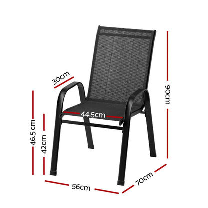 Auri Black Stackable Outdoor Chair - Set of 2
