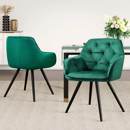 Arden Velvet Diamond Tufted Dining Chair - Set of 2
