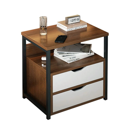 Modern Wood Bedside with 2 Drawers