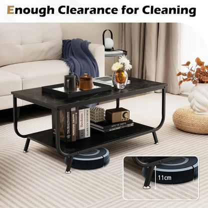 Elandra Marble Finish Midnight Black Coffee Table