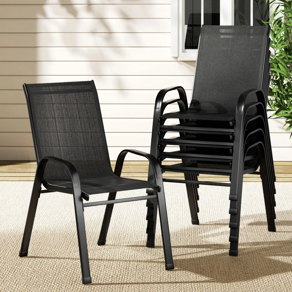 Auri Black Stackable Outdoor Chair - Set of 6