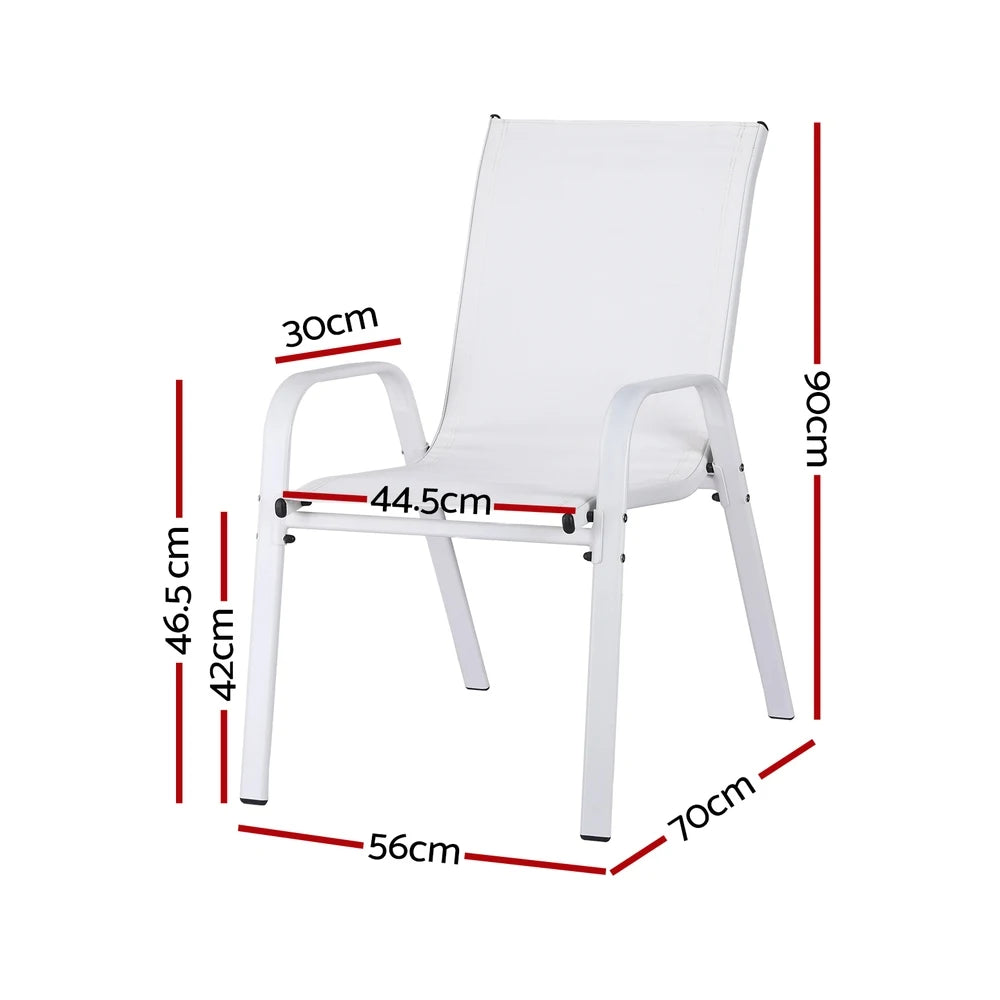 Auri White Stackable Outdoor Chair - Set of 4