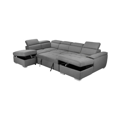 Ravello Rhino Fabric 5 Seater Sofa Bed with Storage Chaise & Storage Ottoman