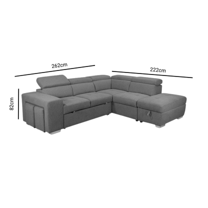 Luna L Shape Sofa Bed with 1 Storage Ottoman & 2 Side Ottomans