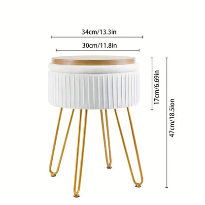 Creative Round Storage Stool- White-4