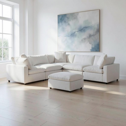 Nami Linen Modular Lounge with Ottoman