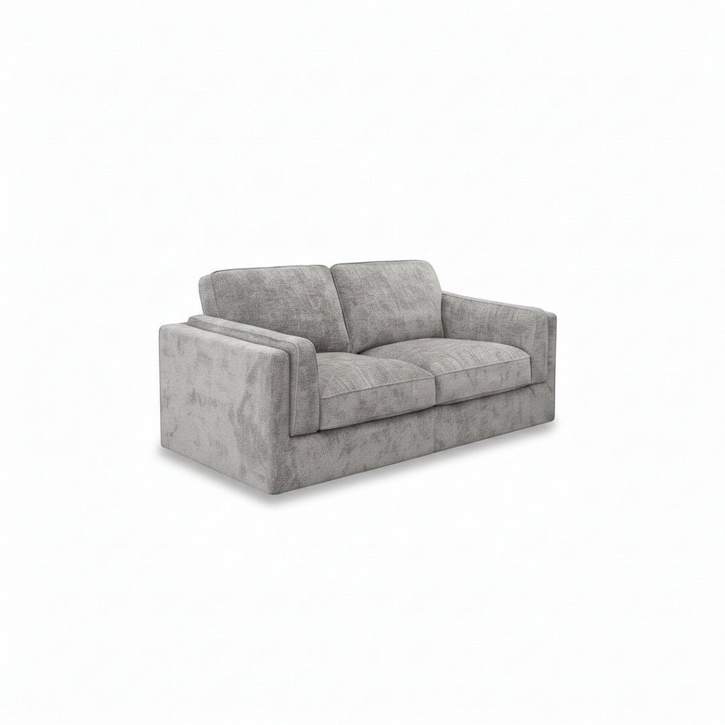 Direct Furniture Depot Atlas grey fabric 2-seater lounge with plush feather-filled cushions