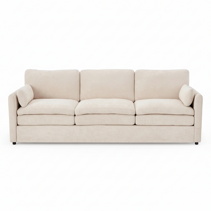 Direct Furniture Depot Aven 3 seater fabric sofa in beige with removable cushions, designed for easy home assembly.