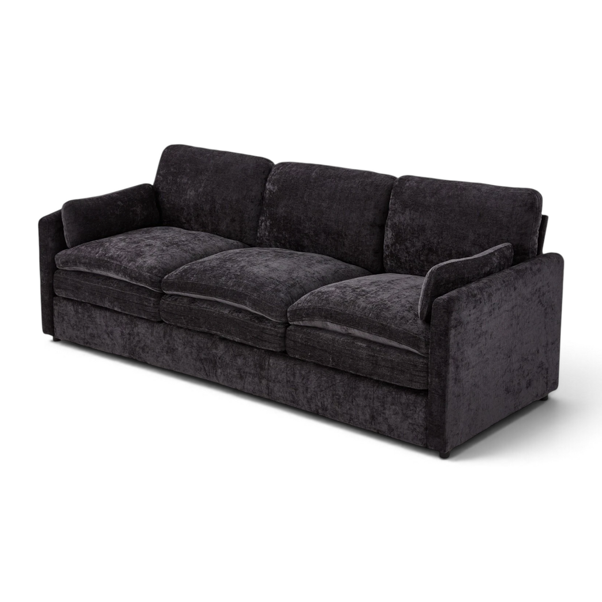 Direct Furniture Depot Aven 3 seater fabric lounge in dark charcoal with removable cushion covers on white background