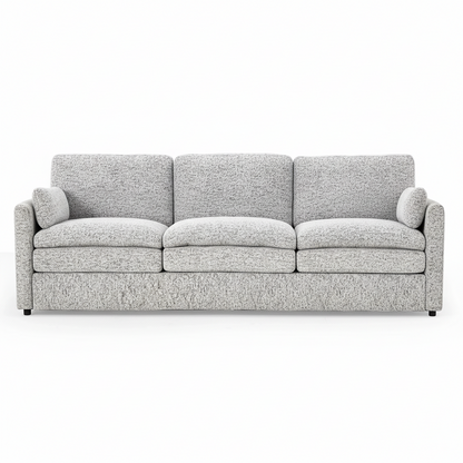 Direct Furniture Depot Aven 3 seater fabric lounge in a textured grey speckled finish with removable cushions.