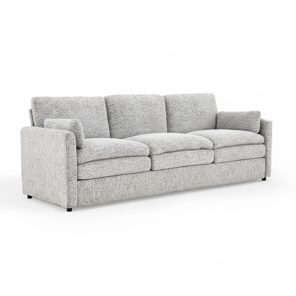 Direct Furniture Depot Aven 3 seater fabric lounge in light grey textured upholstery with removable cushions