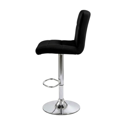 Direct Furniture Depot black tufted faux leather adjustable bar stool with chrome pedestal base and footrest