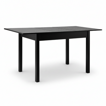 Direct Furniture Depot Oren black woodgrain extension dining table with a rectangular top on a white background