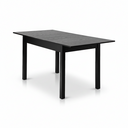 Direct Furniture Depot Oren black woodgrain extension dining table with a rectangular top on a white background.