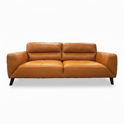 Direct Furniture Depot Celeste dark orange leather 2 seater lounge with quilted seat and lumbar support