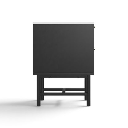 Direct Furniture Depot Celine black 2 drawer bedside table with a clean modern design and sturdy metal frame