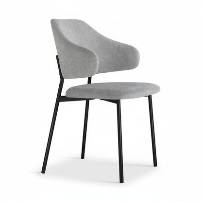 Direct Furniture Depot Aven chair in grey fabric with a curved backrest and sleek black metal legs.