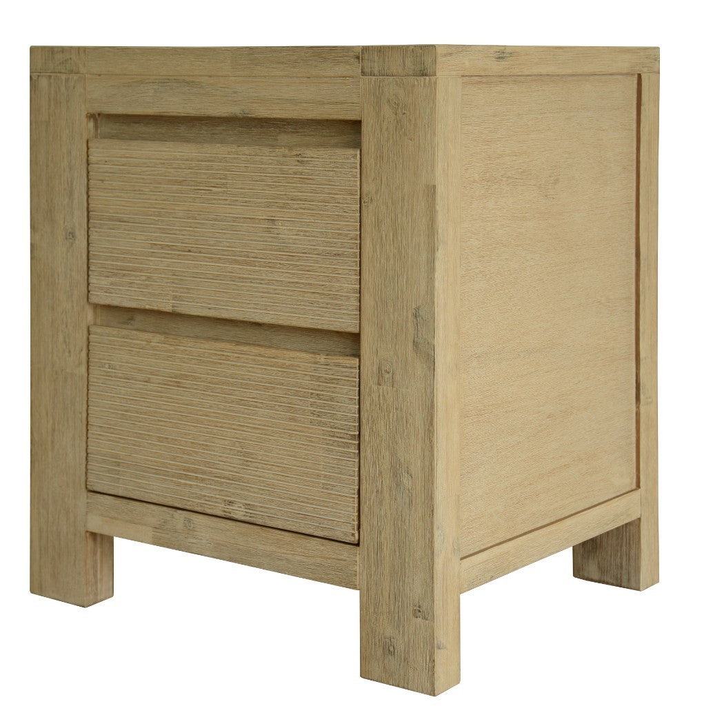Direct Furniture Depot two-drawer bedside table in light oak wood with textured drawer fronts and a sturdy frame.