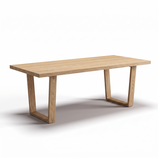 Direct Furniture Depot Lume dining table with a rectangular oak top and sturdy closed-leg design in a natural finish.