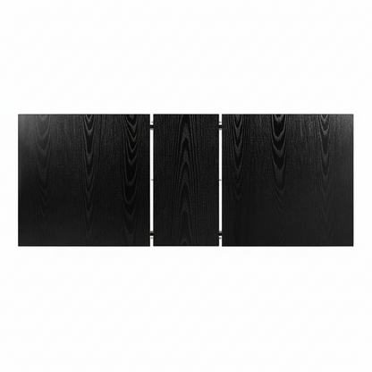 Direct Furniture Depot Oren black woodgrain extension dining table top view showing the extended middle section