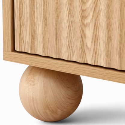 Direct Furniture Depot Oslo 6 drawer dresser featuring a warm pine finish, fluted drawer front, and ball-shaped leg.