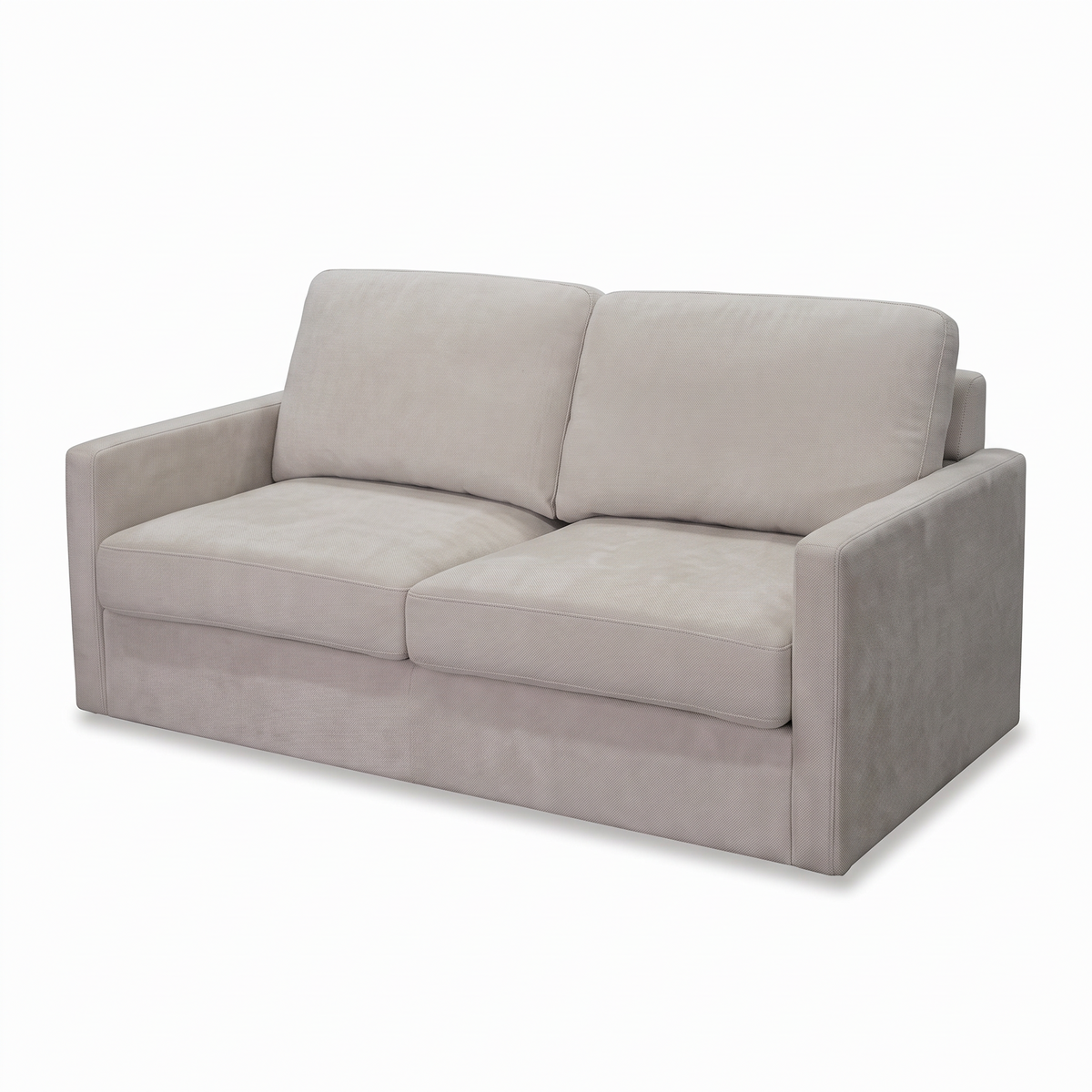 Direct Furniture Depot Shelly 2 seater sofa bed in light beige fabric with a clean, modern design.