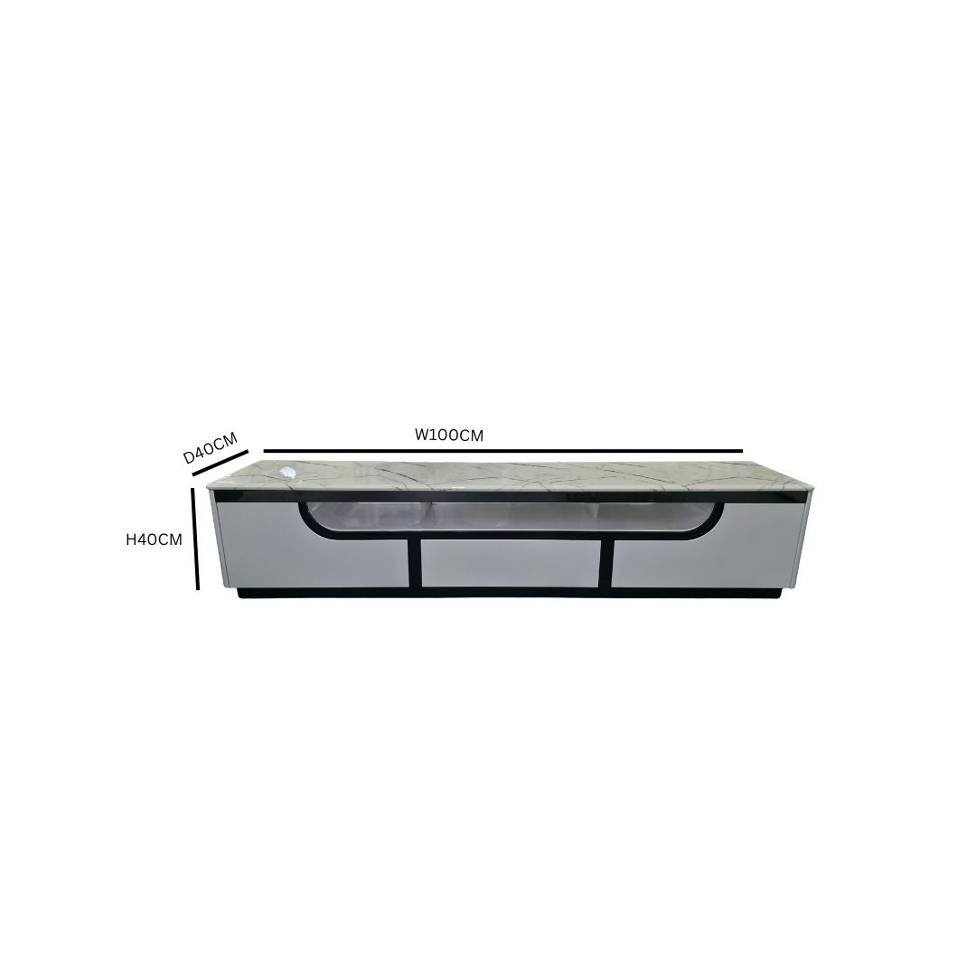 Direct Furniture Depot Sorrento marble top TV unit with three drawers and modern minimalist design