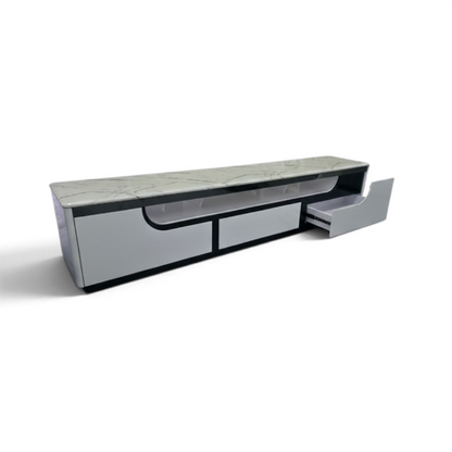 Direct Furniture Depot Sorrento marble top TV unit with three drawers in a modern minimalist design
