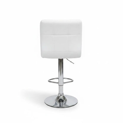 Direct Furniture Depot modern white faux leather adjustable bar stool with tufted seat and chrome pedestal base