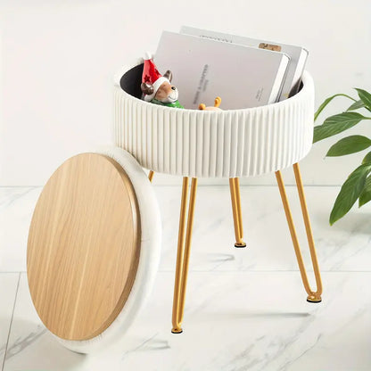Creative Round Storage Stool- White-2