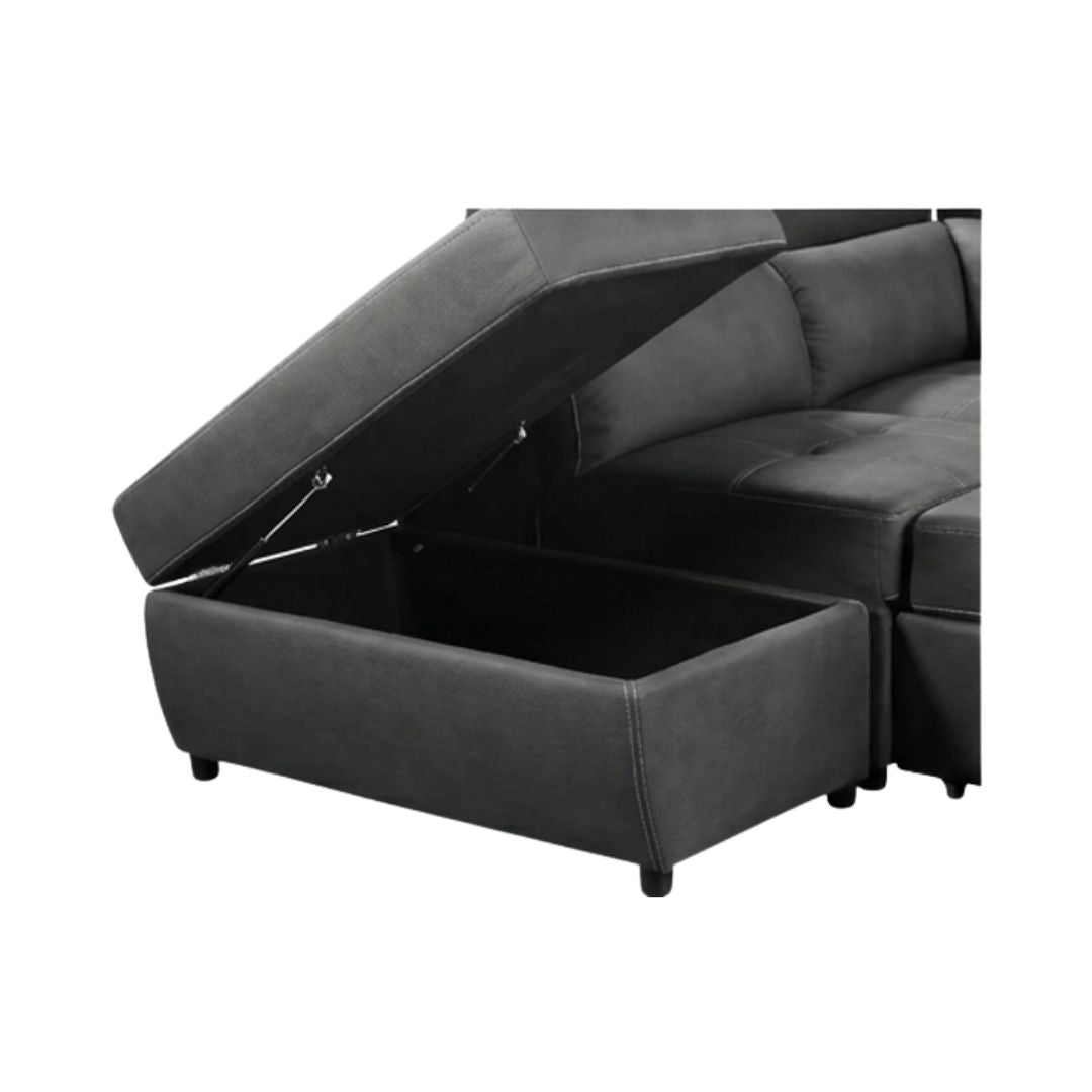 Luna L Shape Sofa Bed with 1 Storage Ottoman & 2 Side Ottomans