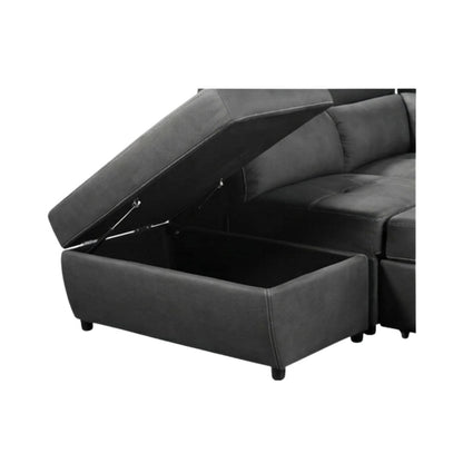 Luna L Shape Sofa Bed with 1 Storage Ottoman & 2 Side Ottomans