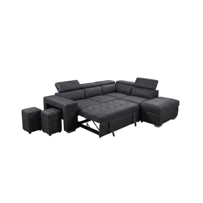 Luna L Shape Sofa Bed with 1 Storage Ottoman & 2 Side Ottomans