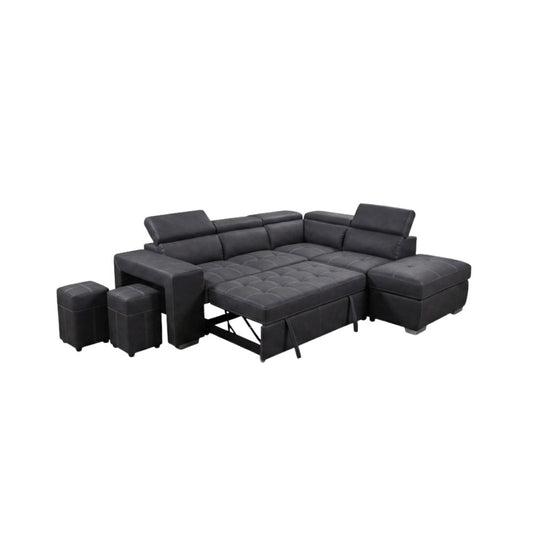 Luna L Shape Sofa Bed with 1 Storage Ottoman & 2 Side Ottomans