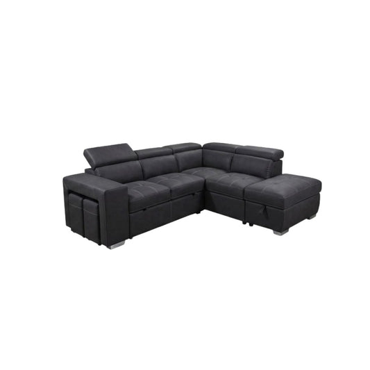 Luna L Shape Sofa Bed with 1 Storage Ottoman & 2 Side Ottomans