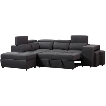 Luna L Shape Sofa Bed with 1 Storage Ottoman & 2 Side Ottomans