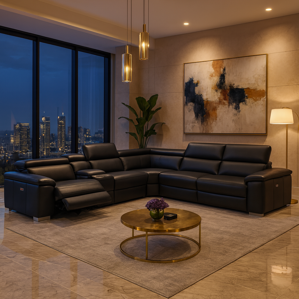 Napoli Premium Thick Genuine Leather Electric Corner Recliner