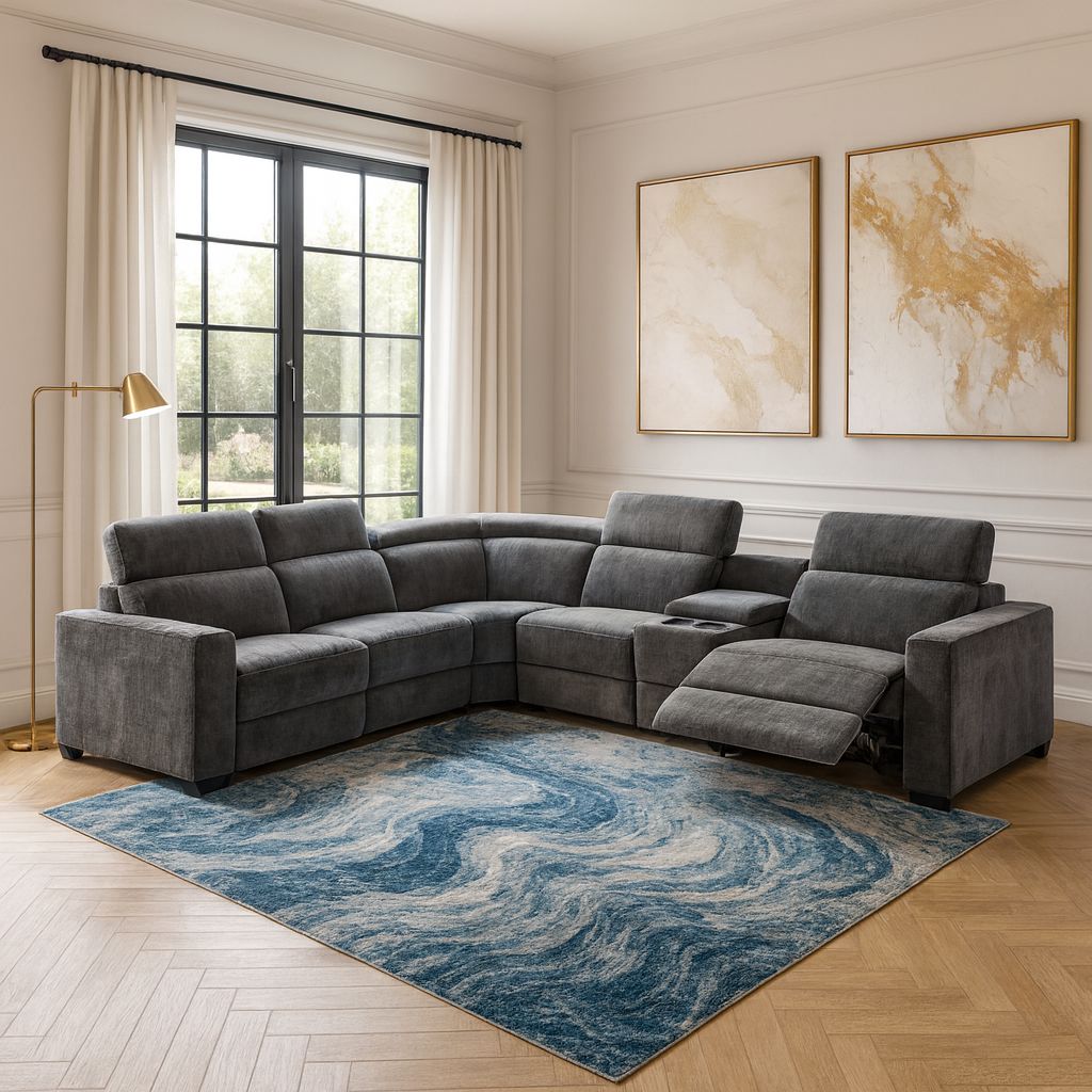 Renzo Electric Recliner Nappa Fabric Modular Corner Lounge