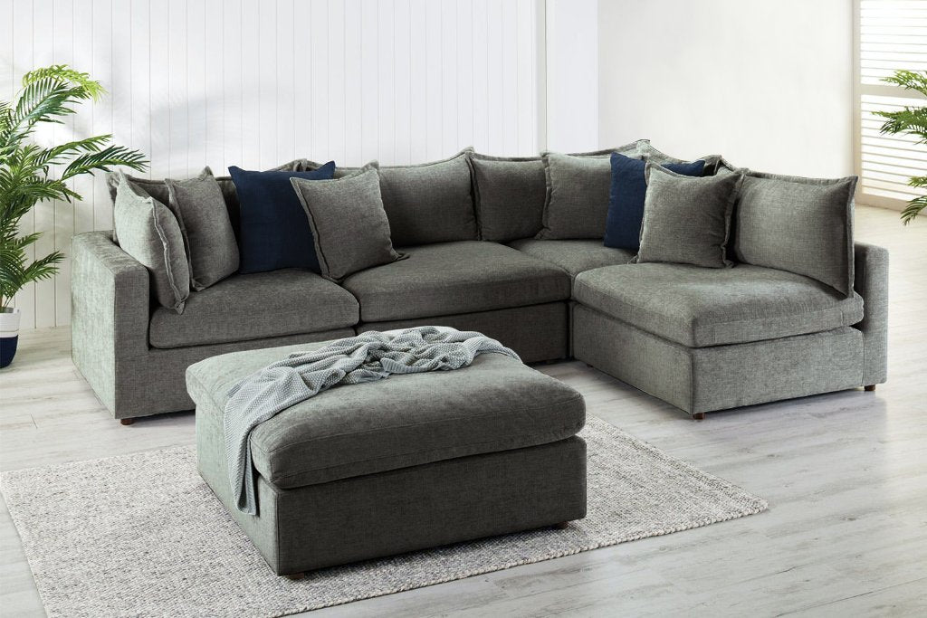 Elix Fabric Modular Corner Lounge with Ottoman